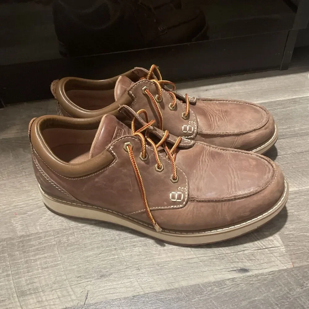 LL Bean Stonington Men's 13 Wide EE Moc Toe Leather Oxford Shoes Cocoa 507140